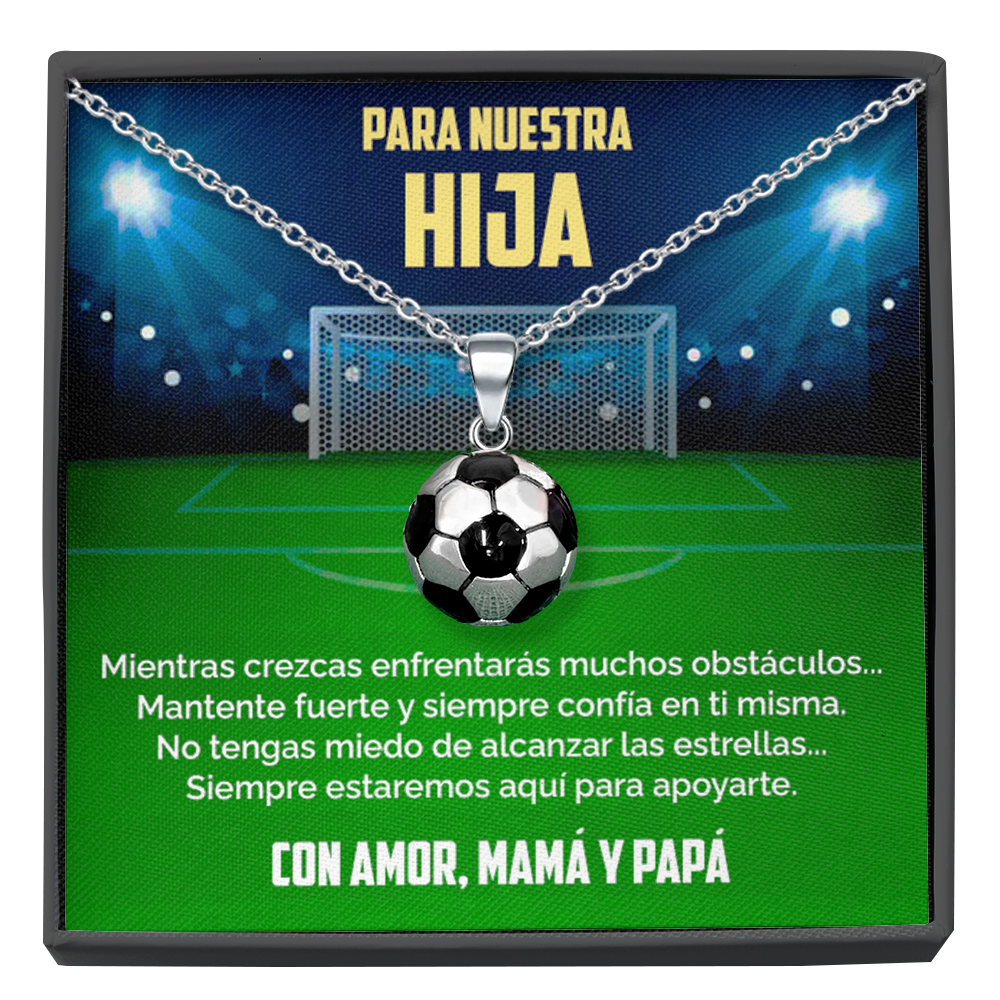 Collar Pelota y tarjeta dedicatoria - Confía en ti misma - Mamá y Papá