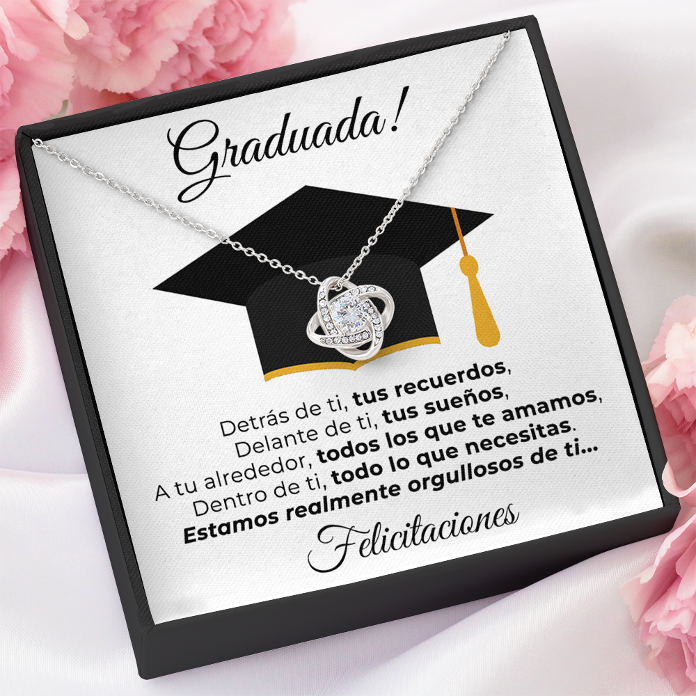 Collar de nudo con tarjeta dedicatoria "Graduada"