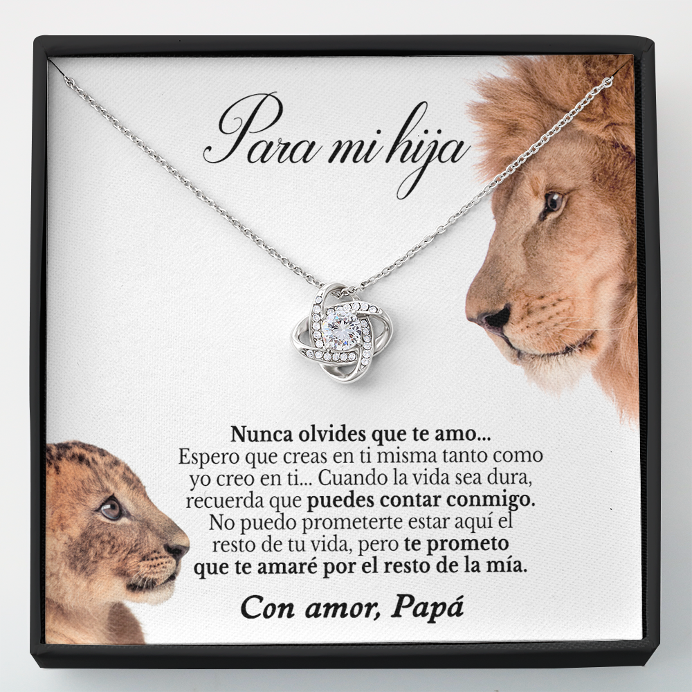 Collar de nudo con tarjeta dedicatoria "Nunca olvides que te amo" Papá