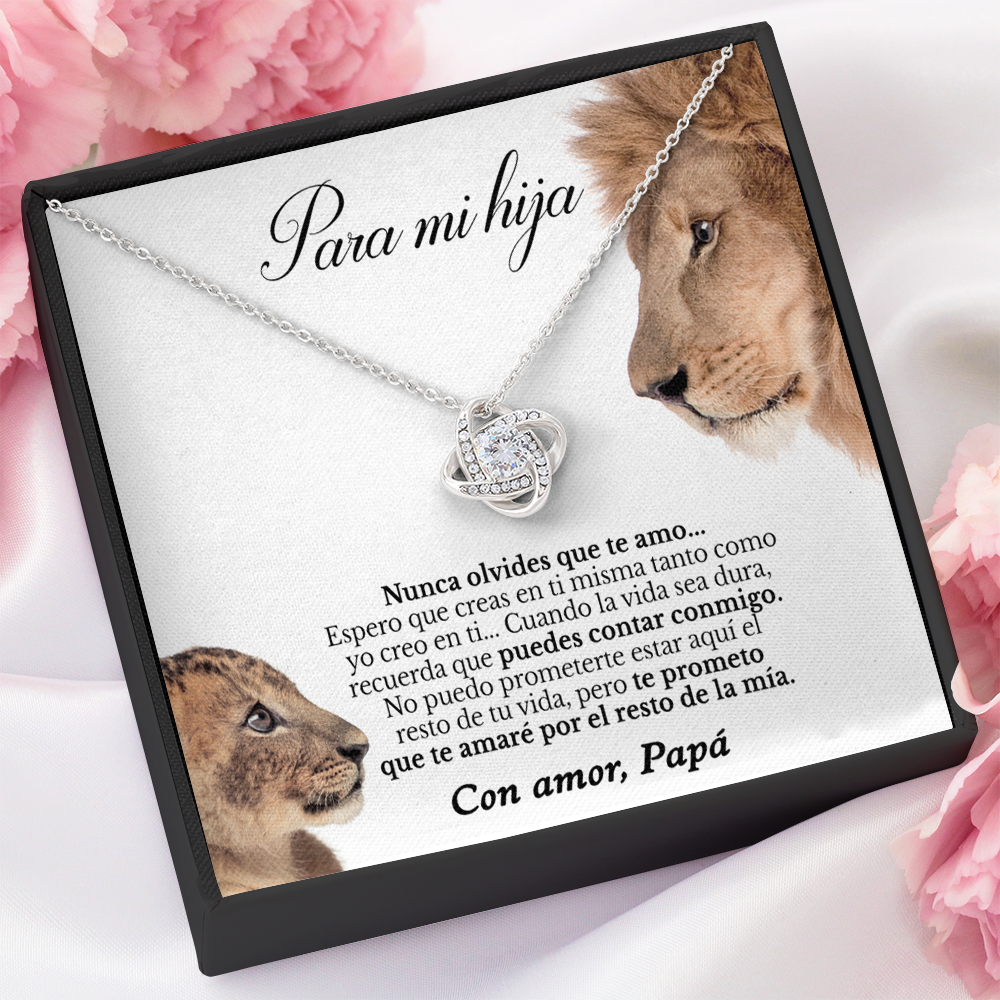 Collar de nudo con tarjeta dedicatoria "Nunca olvides que te amo" Papá