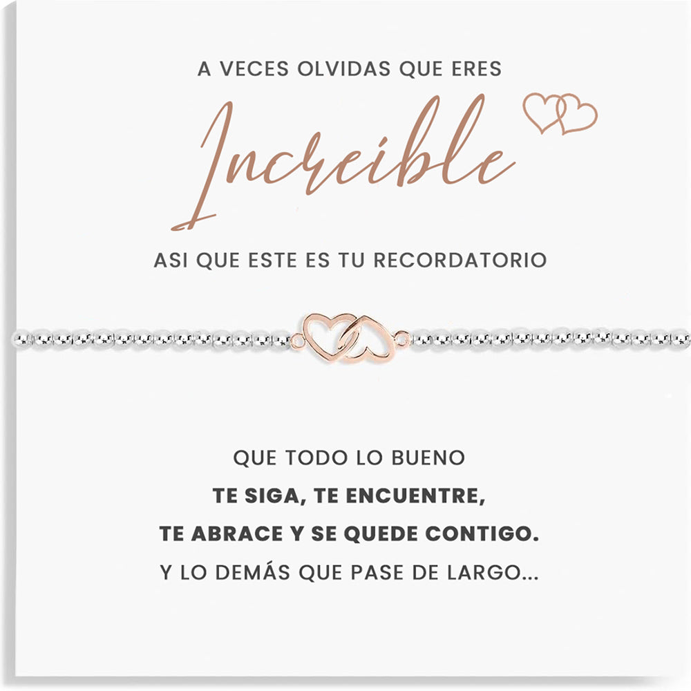 Pulsera de corazones con tarjeta dedicatoria "Increíble"