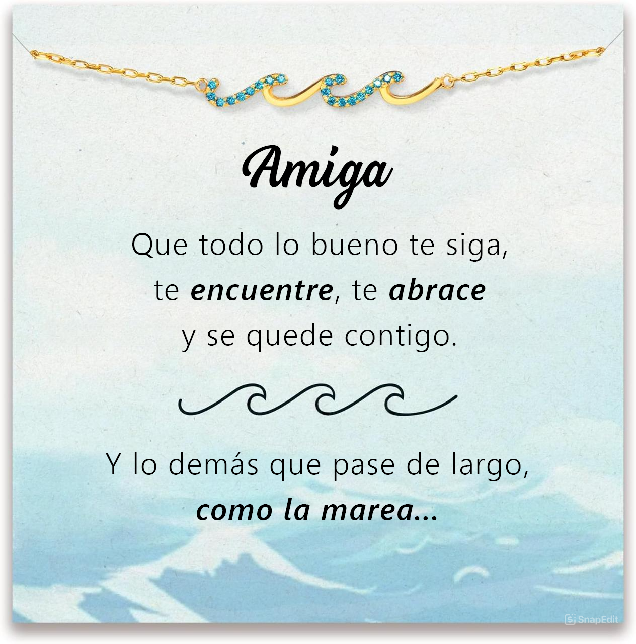 Pulsera de Olas con tarjeta dedicatoria "Amiga"