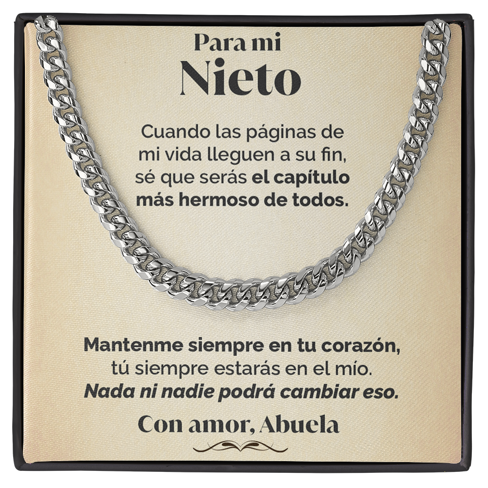 Collar de cadena y tarjeta dedicatoria - Mantenme en tu corazón - Nieto