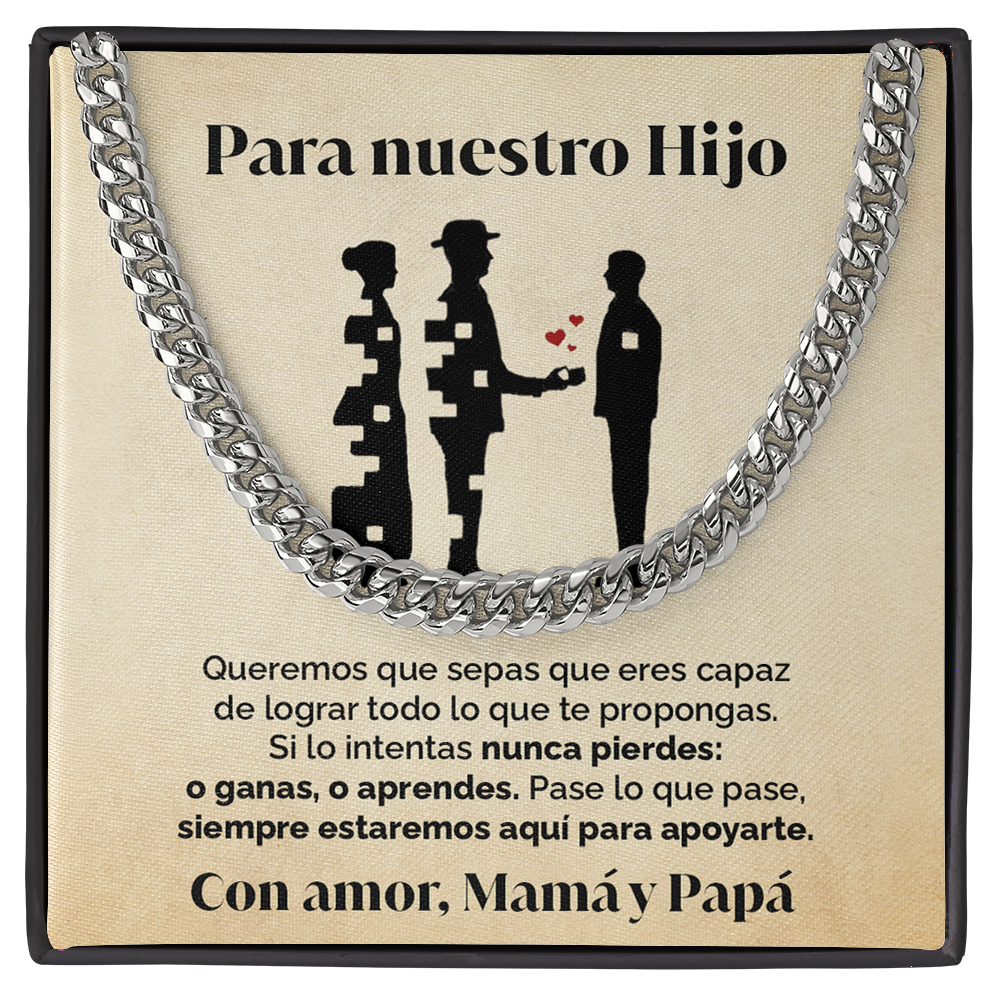 Collar de cadena y tarjeta dedicatoria - Siempre estaremos - Hijo