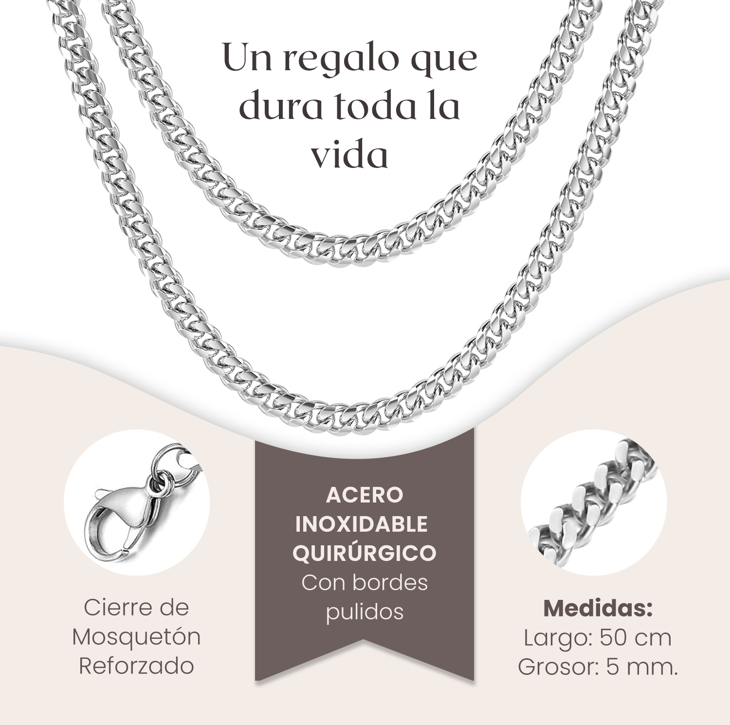Collar de cadena y tarjeta dedicatoria - Siempre
