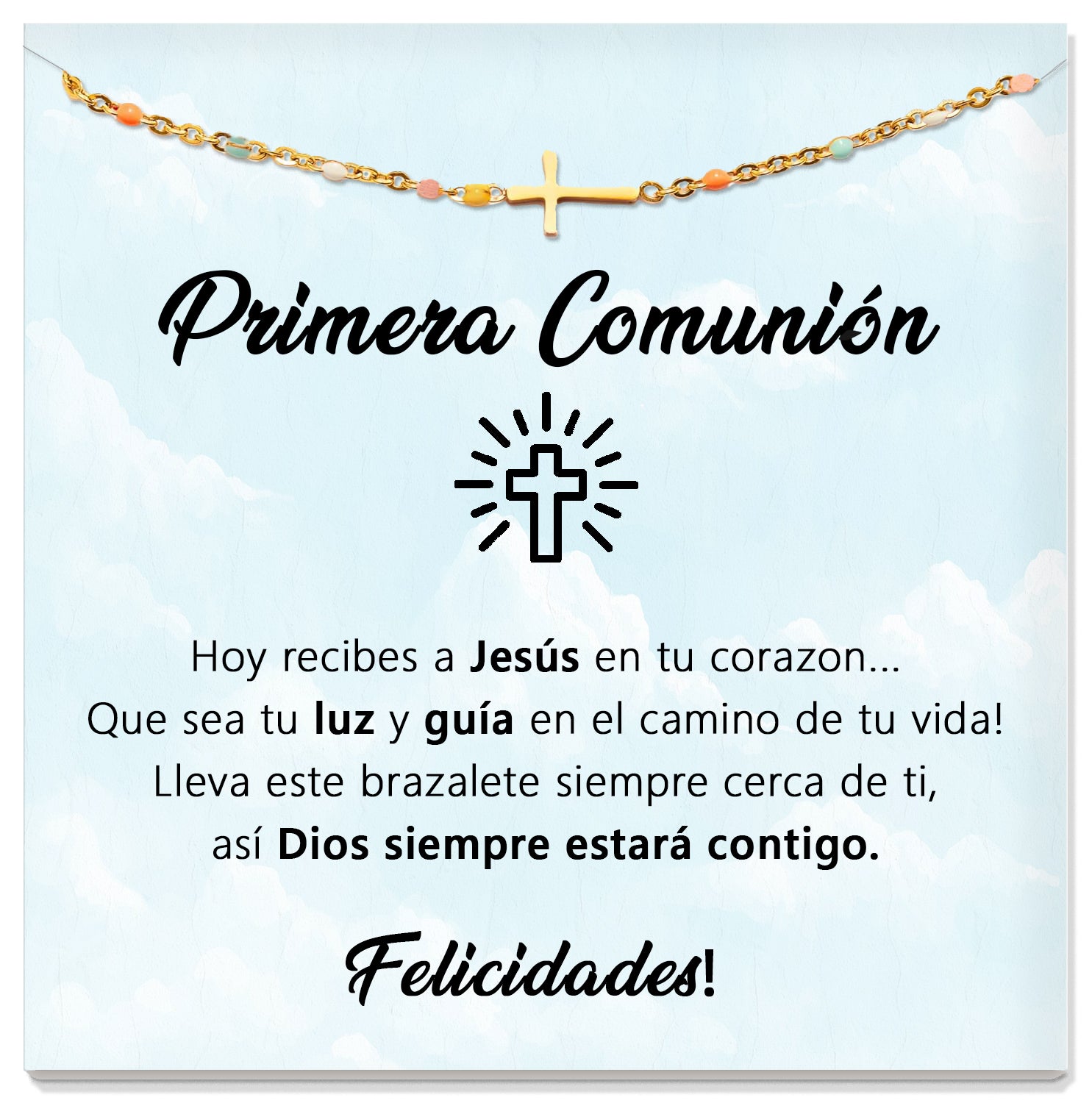 Pulsera de Cruz con tarjeta dedicatoria "Luz"