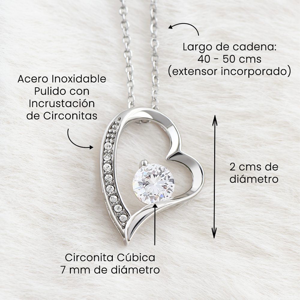 Collar de Corazón plateado con tarjeta dedicatoria "Esposa"