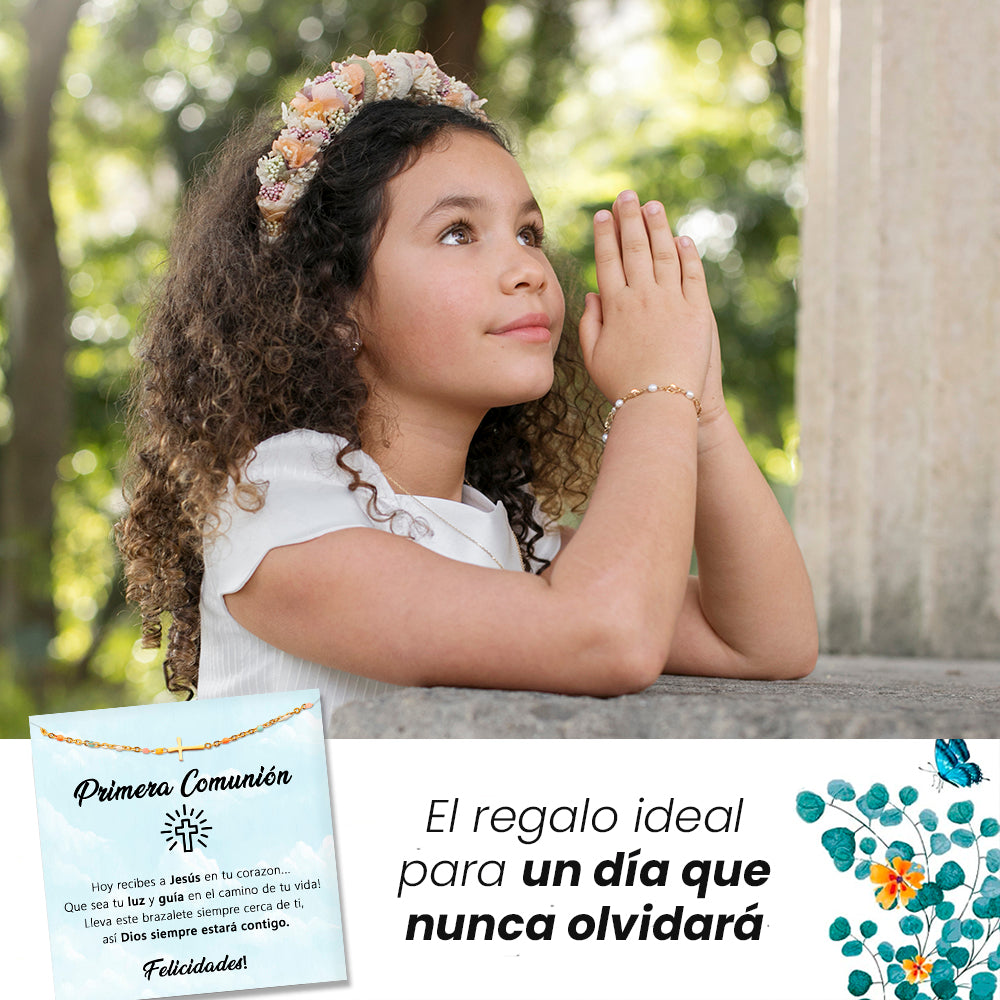 Pulsera de Cruz con tarjeta dedicatoria "Luz"