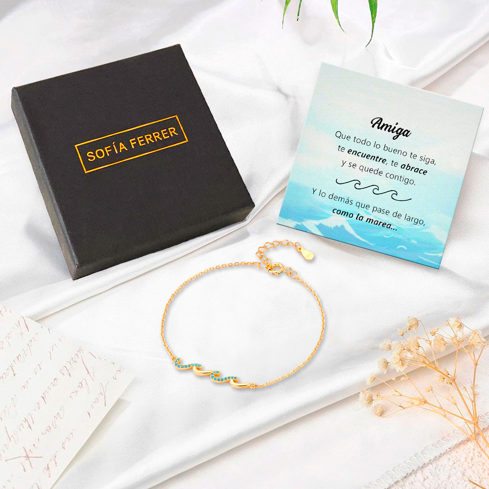 Pulsera de Olas con tarjeta dedicatoria "Amiga"