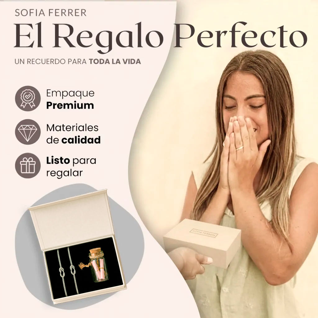 Pulsera Nudo para Pareja - 2x1 - Incluye Estuche y Frasco de los Deseos
