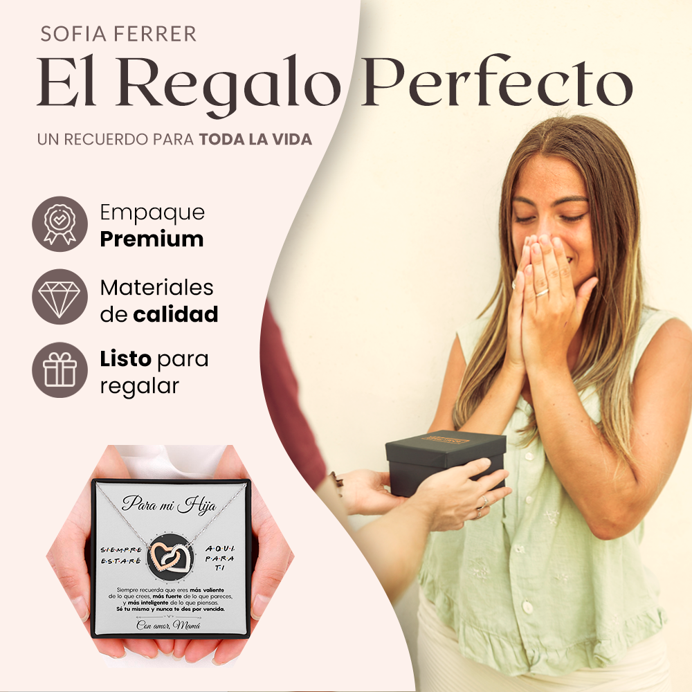 Collar con tarjeta dedicatoria "Siempre estaré aquí para ti"