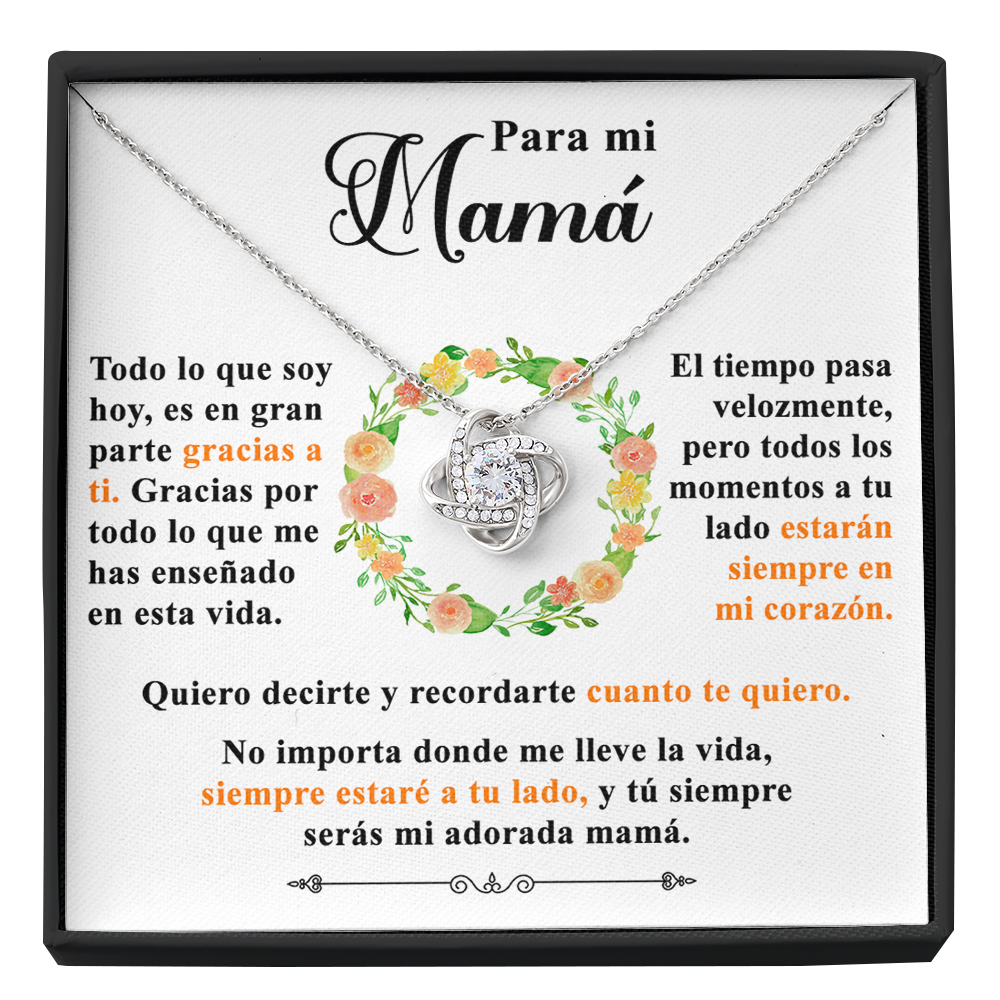 Collar de nudo con tarjeta dedicatoria "Adorada Mamá"