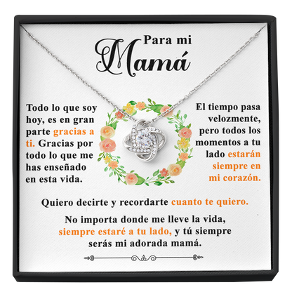 Collar de nudo con tarjeta dedicatoria "Adorada Mamá"