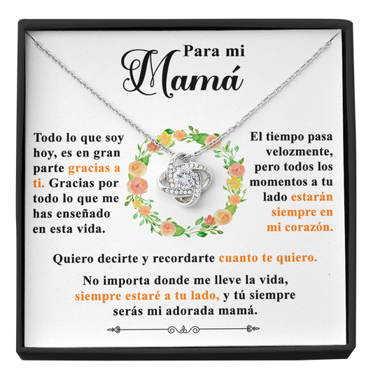 Collar de nudo con tarjeta dedicatoria "Adorada Mamá"