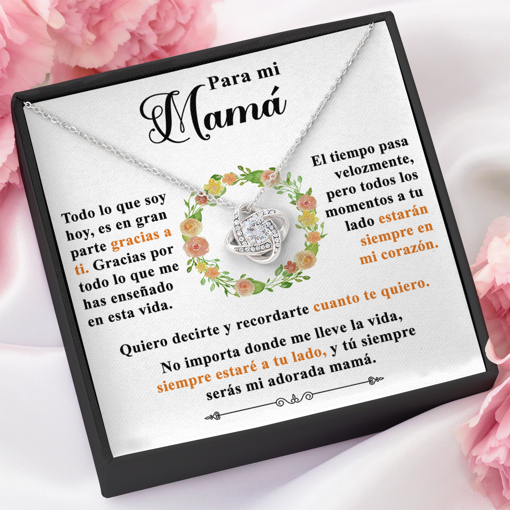 Collar de nudo con tarjeta dedicatoria "Adorada Mamá"