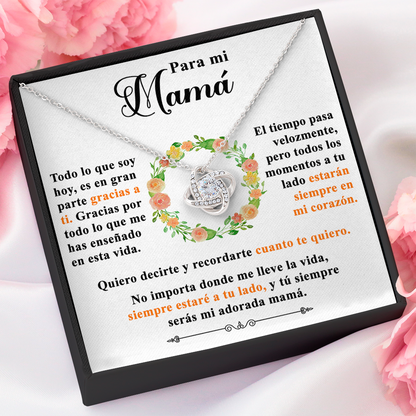 Collar de nudo con tarjeta dedicatoria "Adorada Mamá"