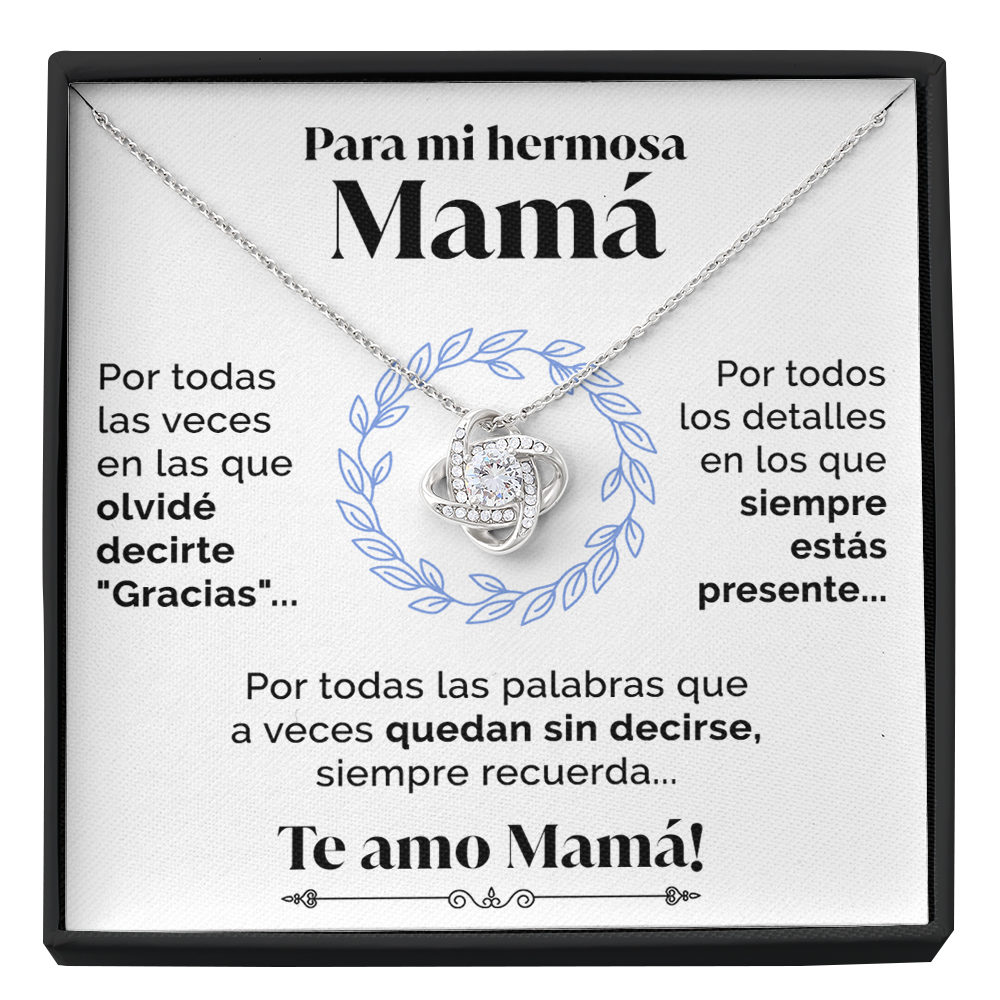 Collar de nudo con tarjeta dedicatoria "Siempre estás presente"