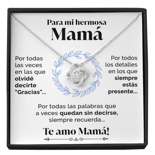 Collar de nudo con tarjeta dedicatoria "Siempre estás presente"