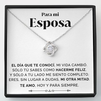 Collar de nudo con tarjeta dedicatoria "Mi otra mitad"