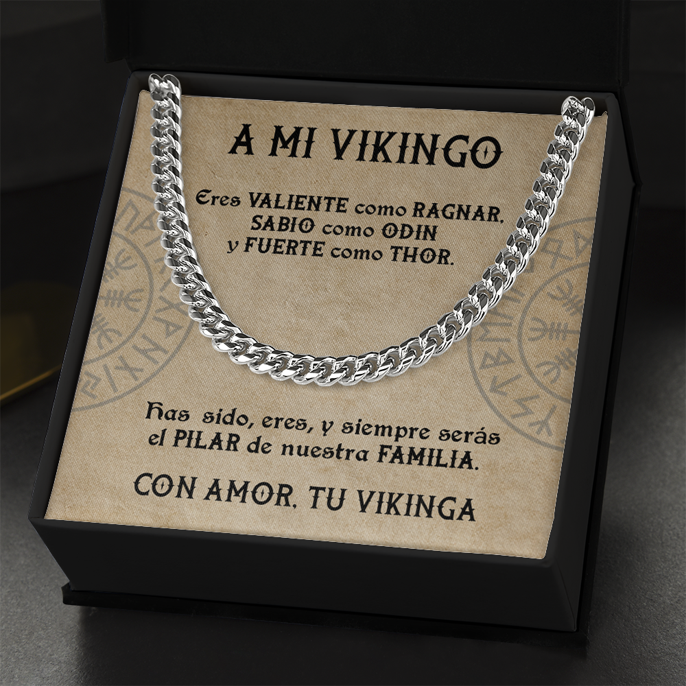 Collar de cadena y tarjeta dedicatoria - A mi vikingo