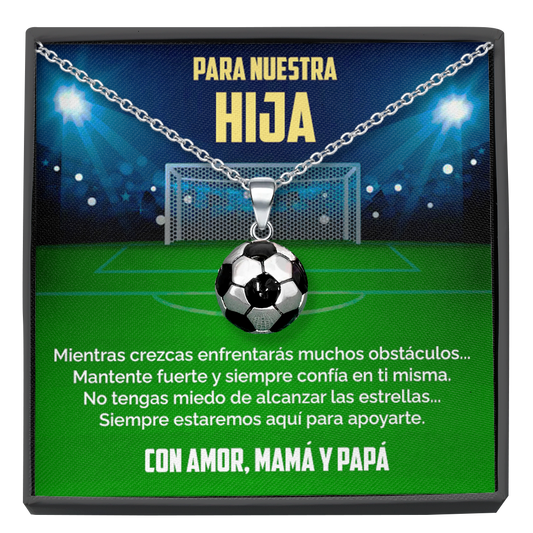 Collar Pelota y tarjeta dedicatoria - Confía en ti misma - Mamá y Papá