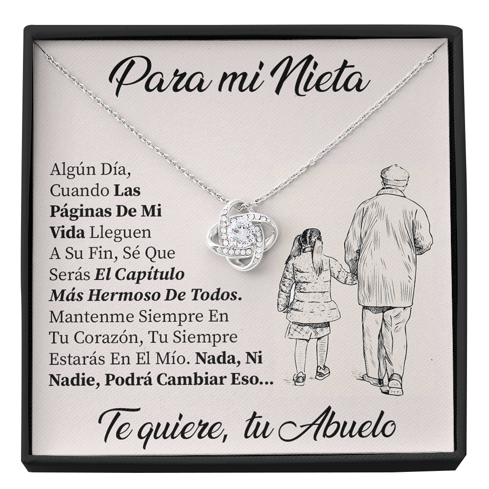 Collar de nudo con tarjeta dedicatoria "Siempre en tu corazón"