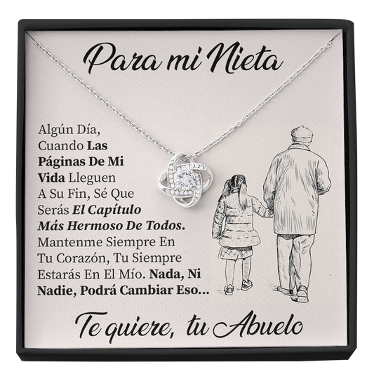 Collar de nudo con tarjeta dedicatoria "Siempre en tu corazón"