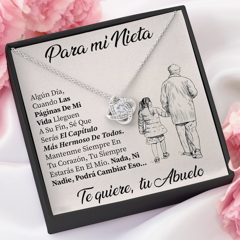 Collar de nudo con tarjeta dedicatoria "Siempre en tu corazón"