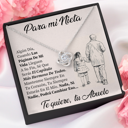 Collar de nudo con tarjeta dedicatoria "Siempre en tu corazón"