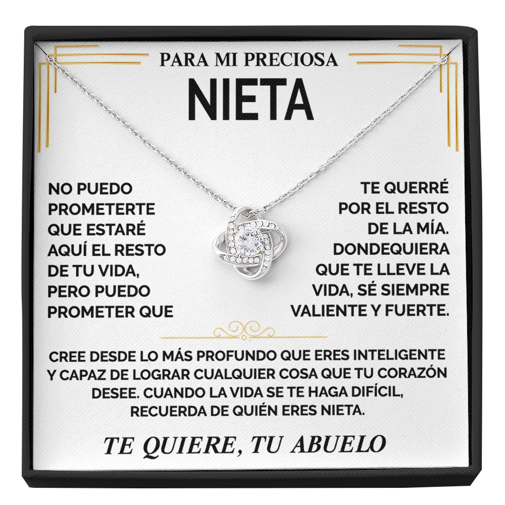 Collar de nudo con tarjeta dedicatoria "Recuerda de quién eres nieta"