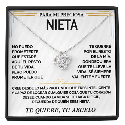 Collar de nudo con tarjeta dedicatoria "Recuerda de quién eres nieta"