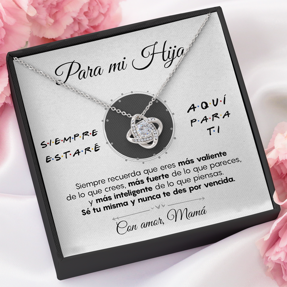 Collar de nudo con tarjeta dedicatoria "Siempre estaré aquí para ti"