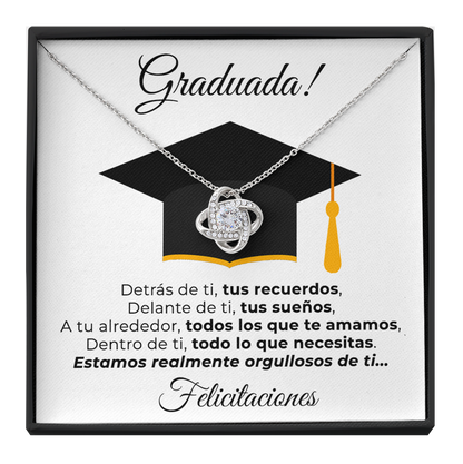 Collar de nudo con tarjeta dedicatoria "Graduada"