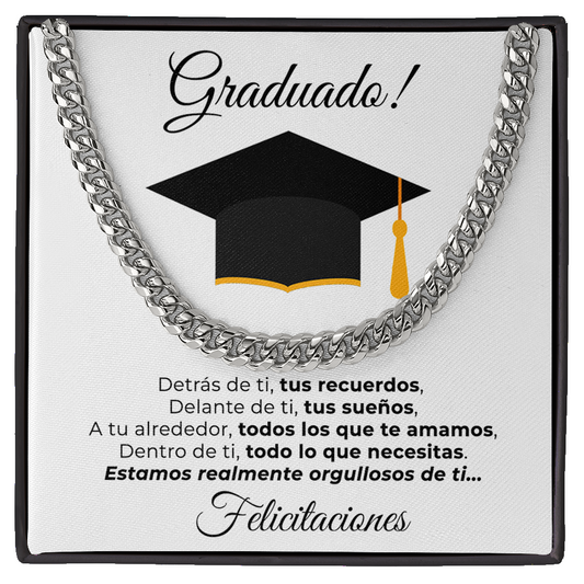 Collar de cadena y tarjeta dedicatoria - Graduado