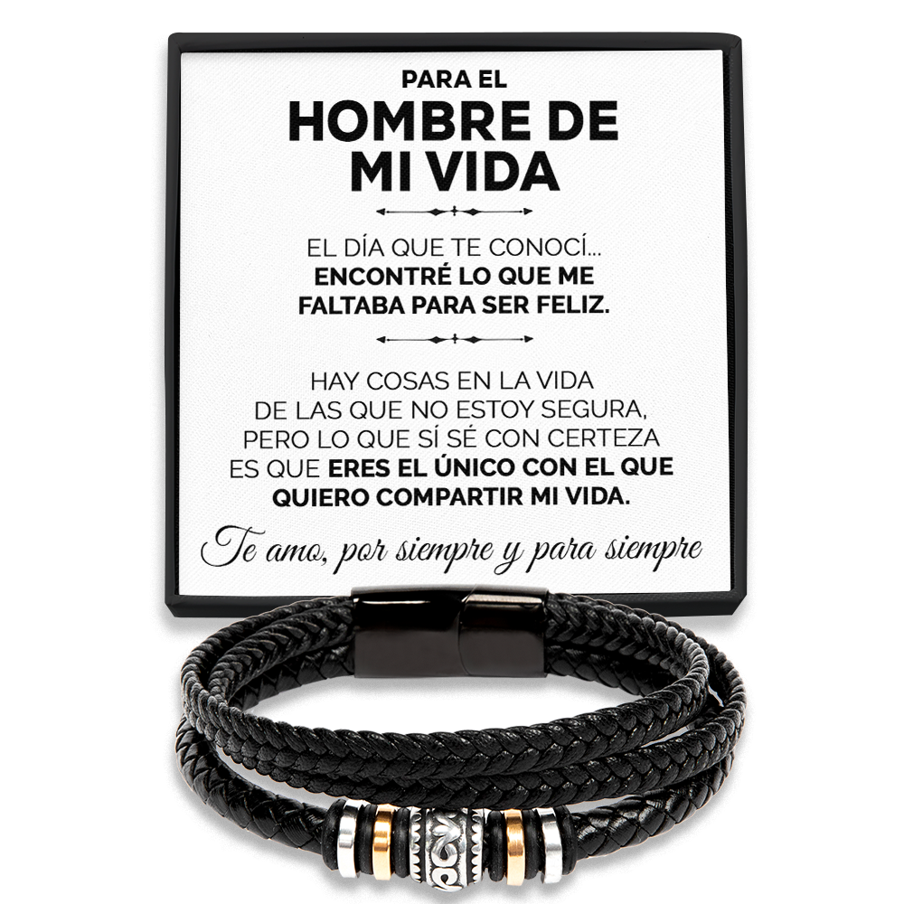 Pulsera de cuero y tarjeta dedicatoria - El Único