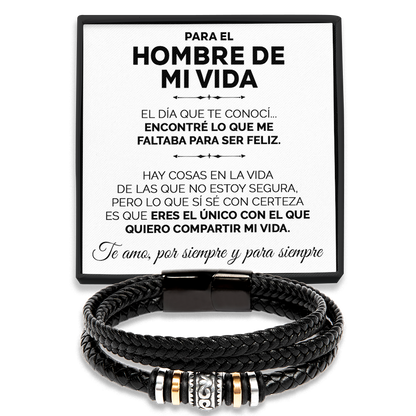 Pulsera de cuero y tarjeta dedicatoria - El Único