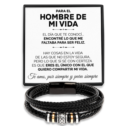 Pulsera de cuero y tarjeta dedicatoria - El Único