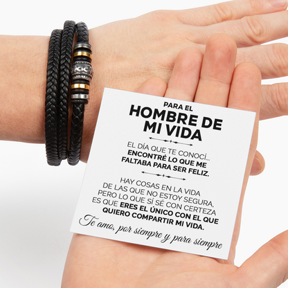 Pulsera de cuero y tarjeta dedicatoria - El Único