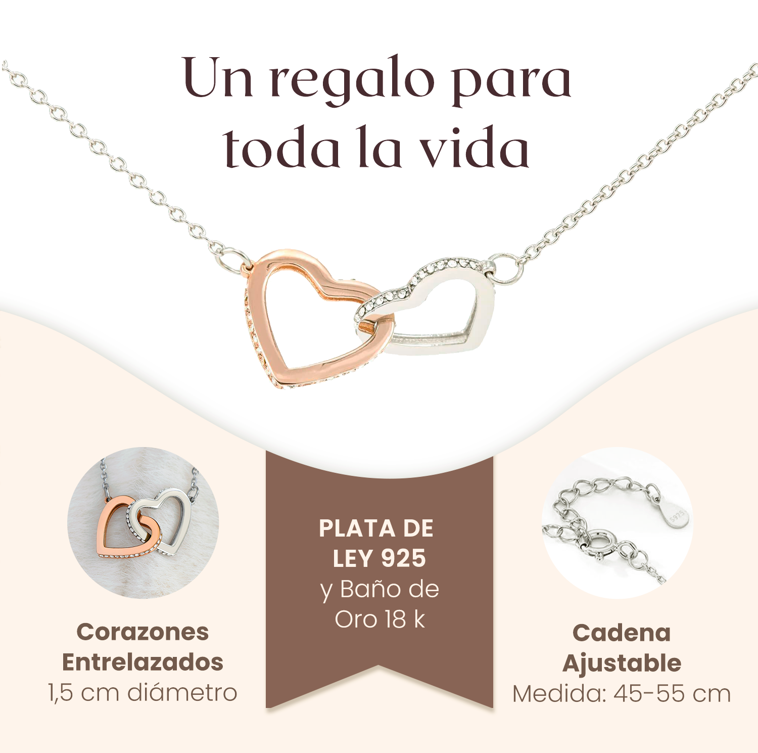 Collar con tarjeta dedicatoria "Siempre estaré aquí para ti"