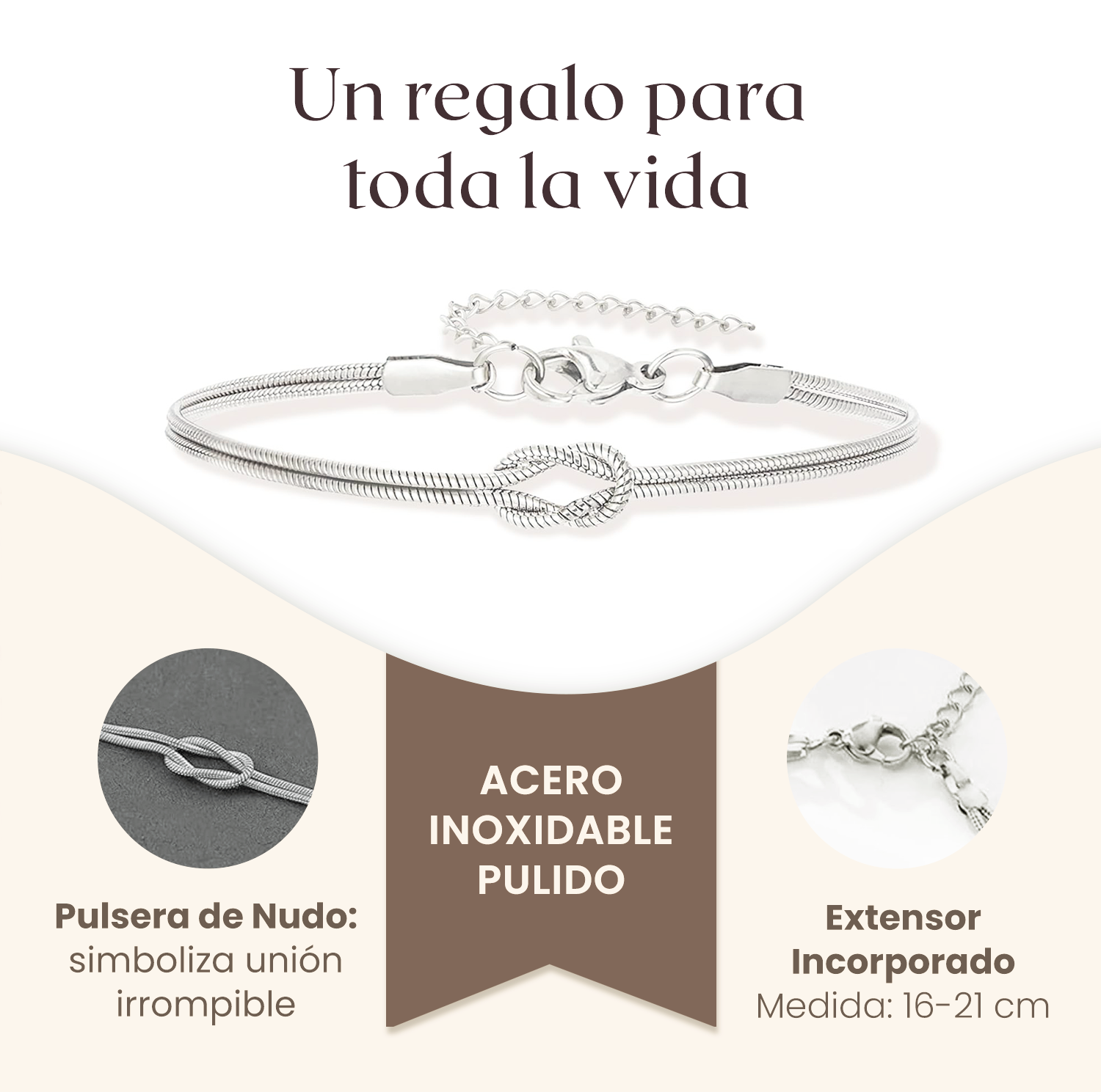 Pulsera de Nudo con tarjeta dedicatoria "Amiga" - 2 x 1