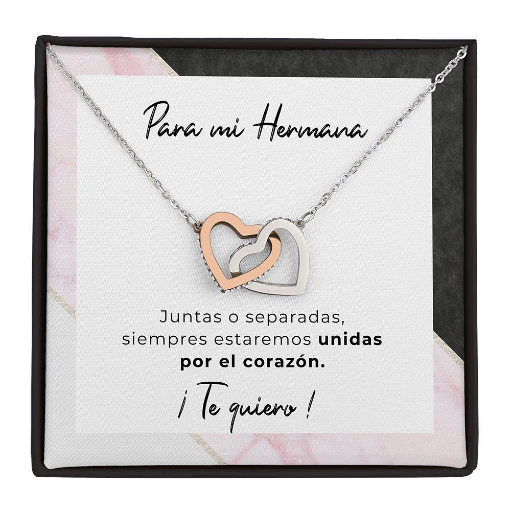 Collar con tarjeta dedicatoria "Unidas por el corazón"