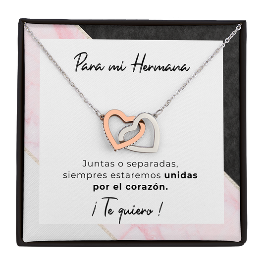 Collar con tarjeta dedicatoria "Unidas por el corazón"