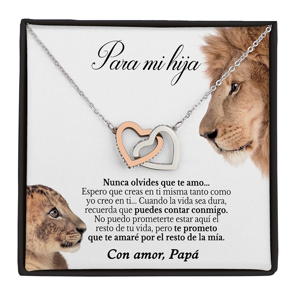 Collar con tarjeta dedicatoria "Nunca olvides que te amo" Papá