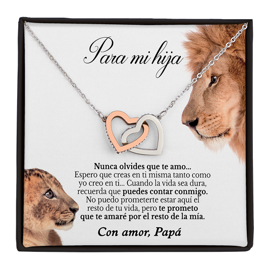 Collar con tarjeta dedicatoria "Nunca olvides que te amo" Papá