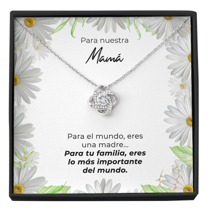 Collar de nudo con tarjeta dedicatoria "Lo más importante del mundo"