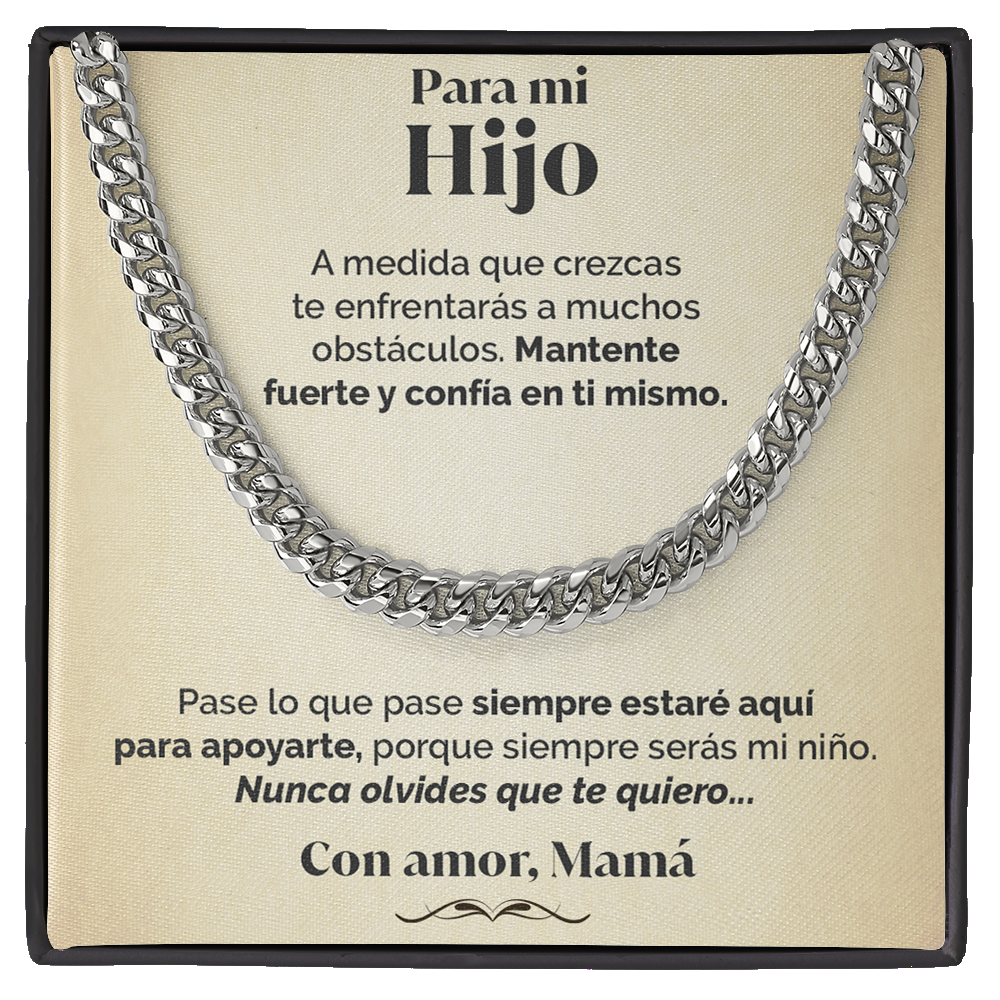 Collar de cadena y tarjeta dedicatoria - Nunca olvides que te quiero