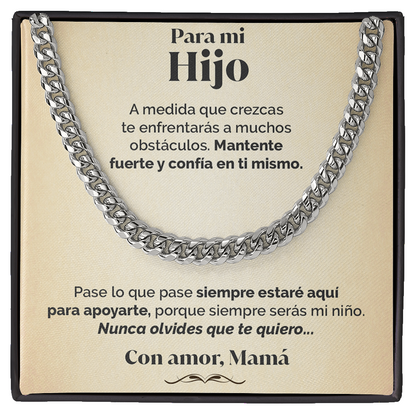 Collar de cadena y tarjeta dedicatoria - Nunca olvides que te quiero