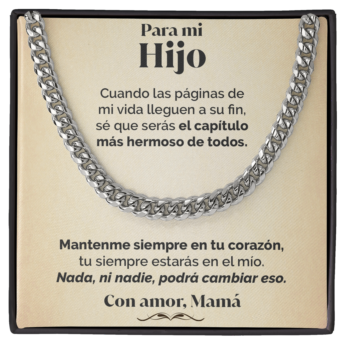 Collar de cadena y tarjeta dedicatoria - Mantenme en tu corazón