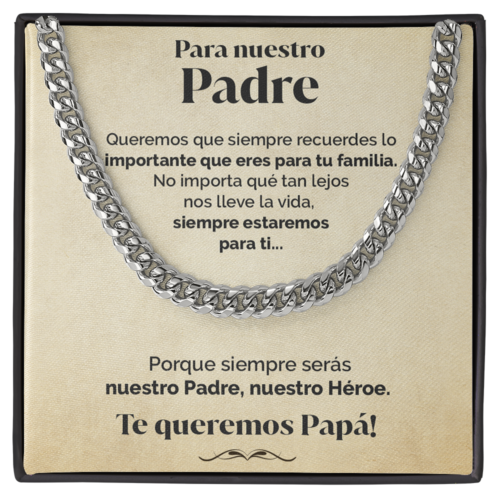Collar de cadena y tarjeta dedicatoria - Héroe