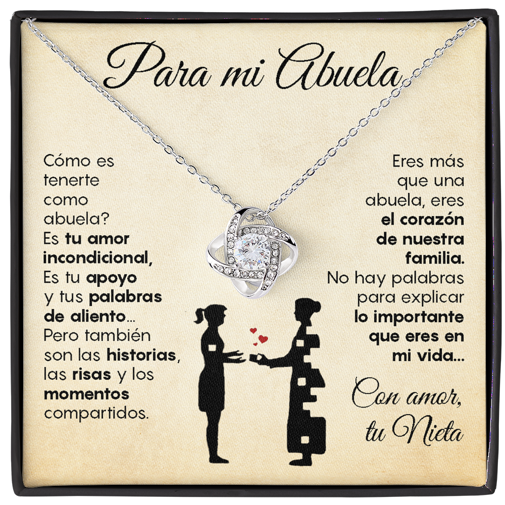 Collar de nudo con tarjeta dedicatoria "El corazón de nuestra familia" Abuela